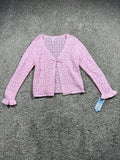 Cat & Jack Girls Light Pink Open Knit Tie Front Cardigan L 10/12