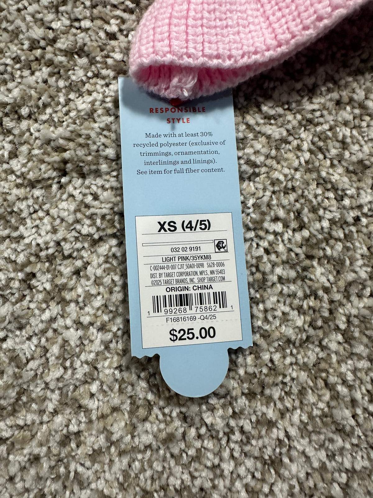 Cat & Jack Girls Light Pink Open Knit Tie Front Cardigan XS 4/5