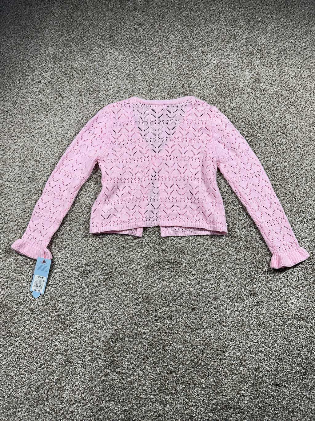 Cat & Jack Girls Light Pink Open Knit Tie Front Cardigan XS 4/5