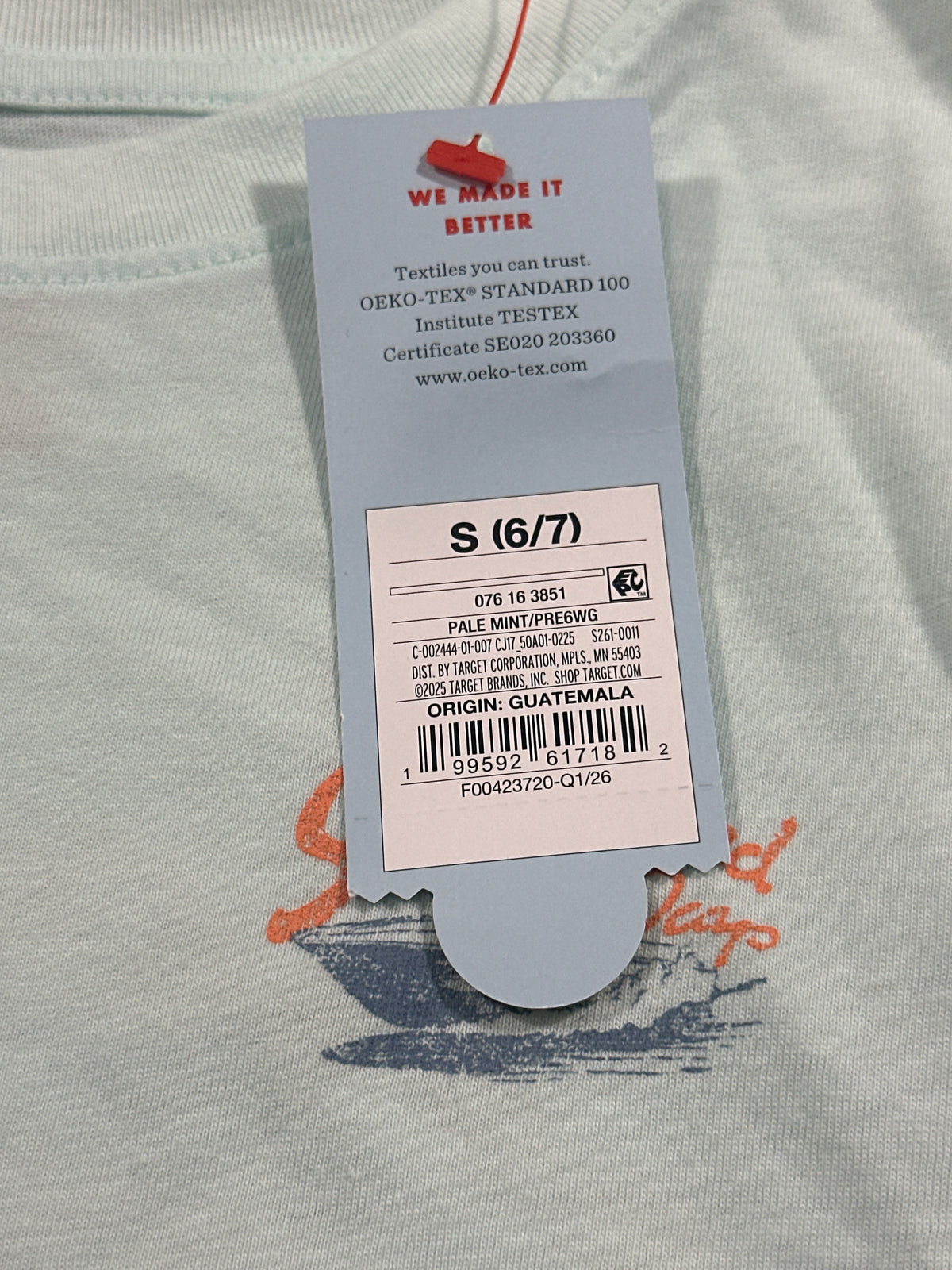 Cat & Jack Kids Pale Mint Speedboat Waves Tank S 6/7