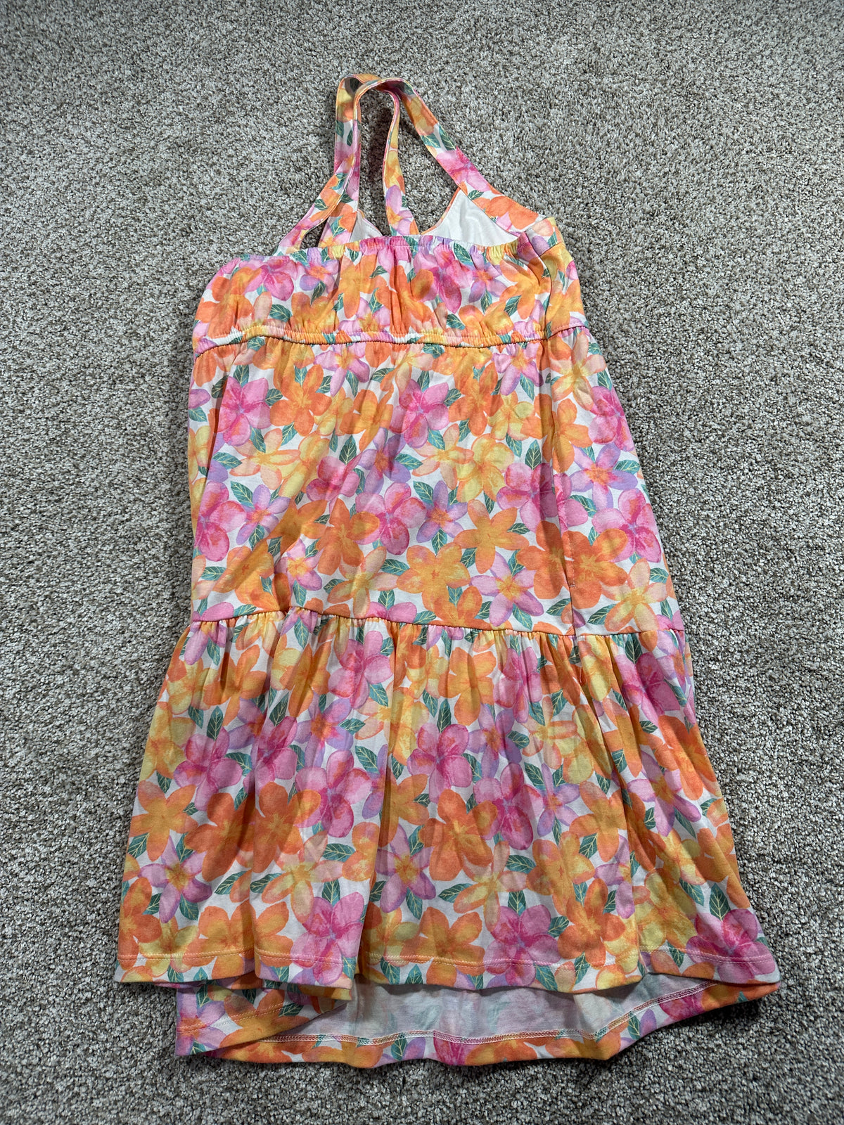 Cat & Jack girls warm tropical floral halter dress, size XL 14