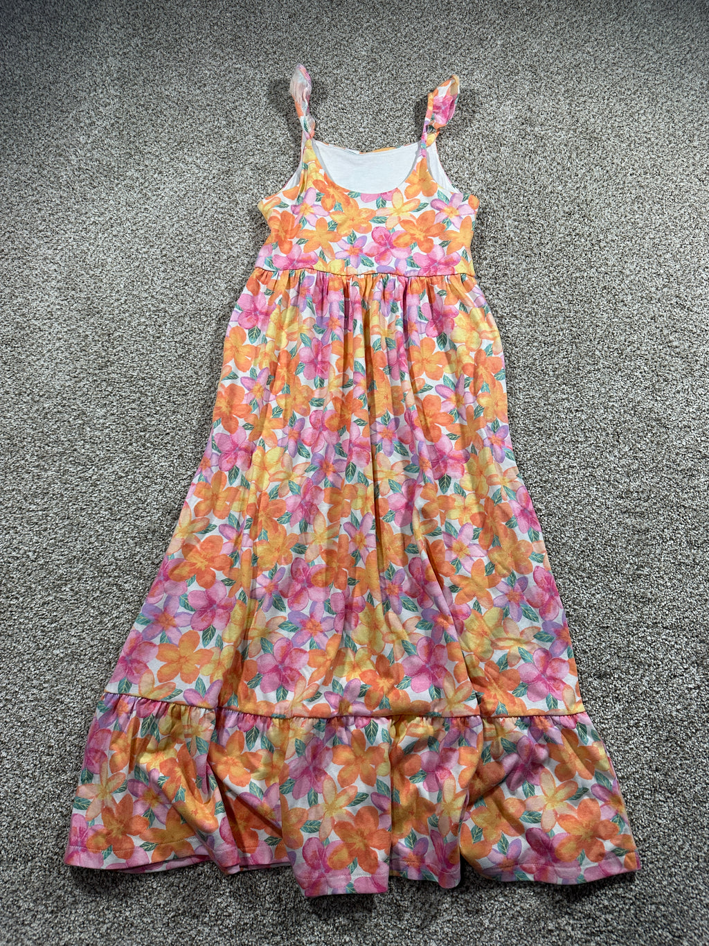 Cat & Jack girls warm tropical floral maxi dress, size L 10/12