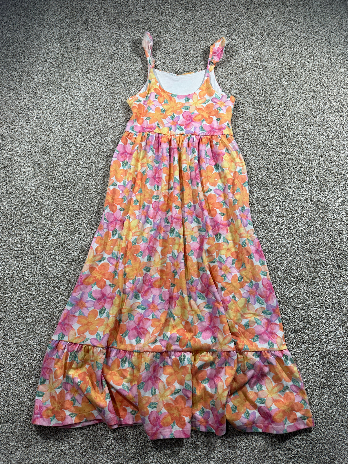 Cat & Jack girls warm tropical floral maxi dress, size L 10/12