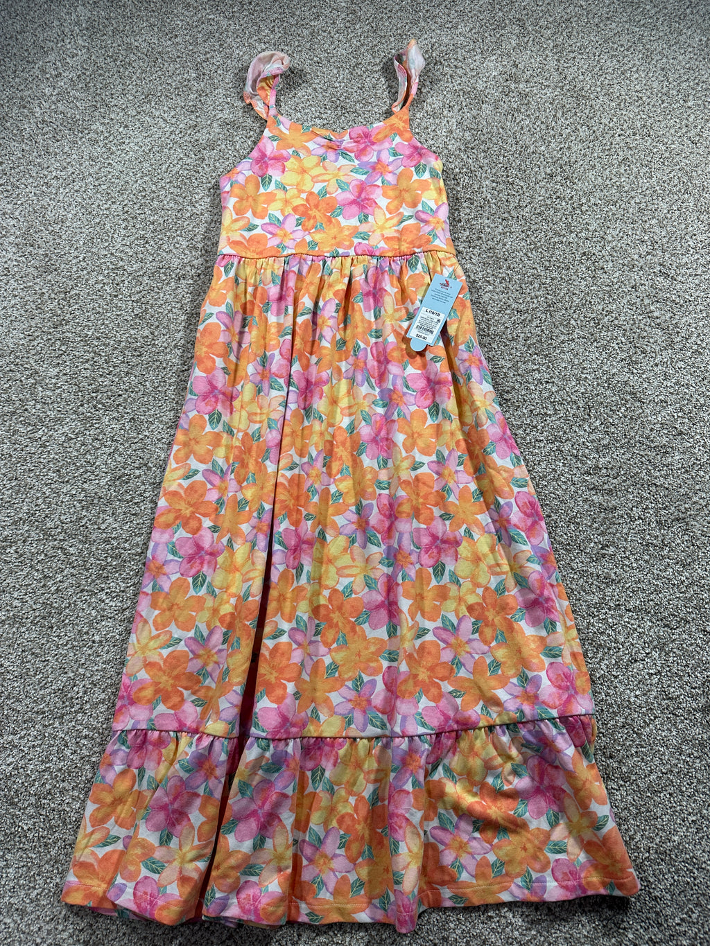 Cat & Jack girls warm tropical floral maxi dress, size L 10/12