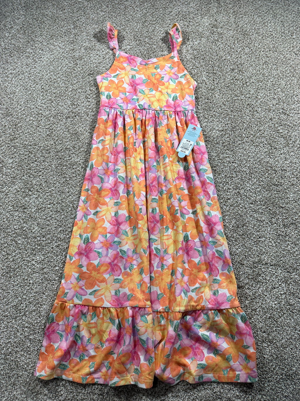 Cat & Jack girls warm tropical floral maxi dress, size M 8