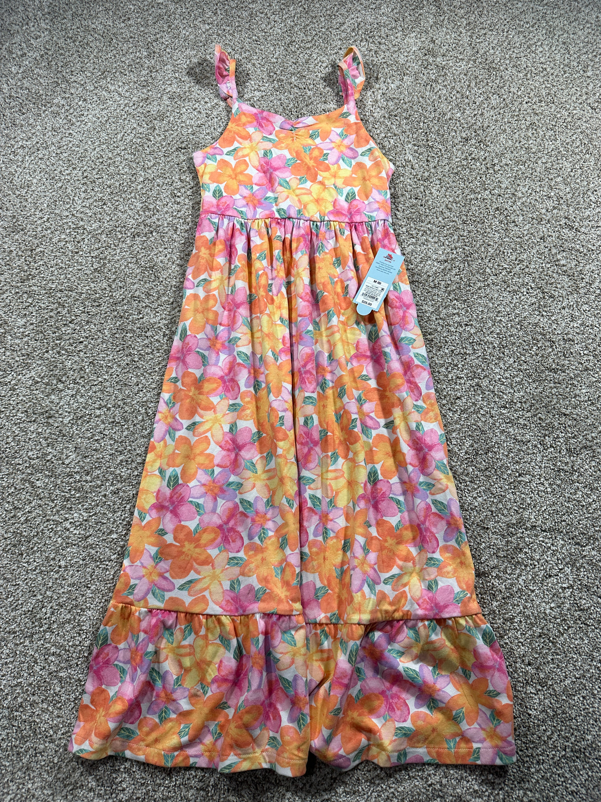 Cat & Jack girls warm tropical floral maxi dress, size M 8