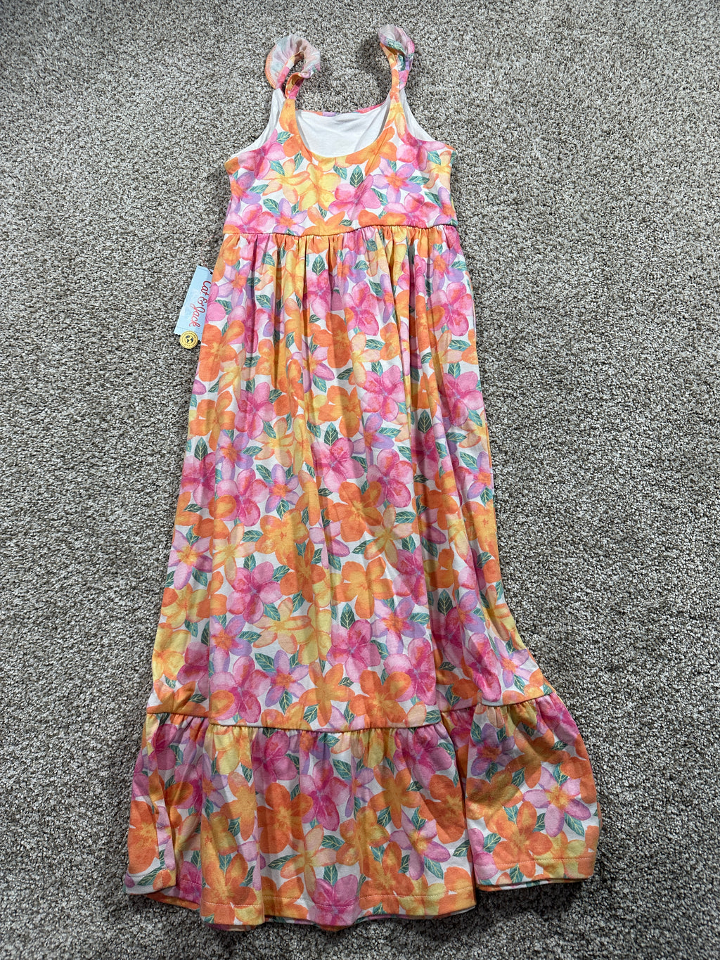 Cat & Jack girls warm tropical floral maxi dress, size M 8