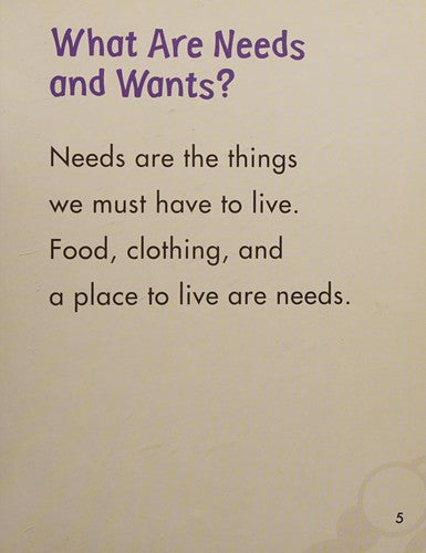 Needs and wants by Gillia M. Olson Hardcover Children's Book