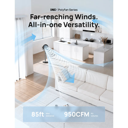 Dreo Quiet Osciallating Pedestal Fan, 9 Speeds, 3 Modes, 120°+120° Oscillating Quiet Fan