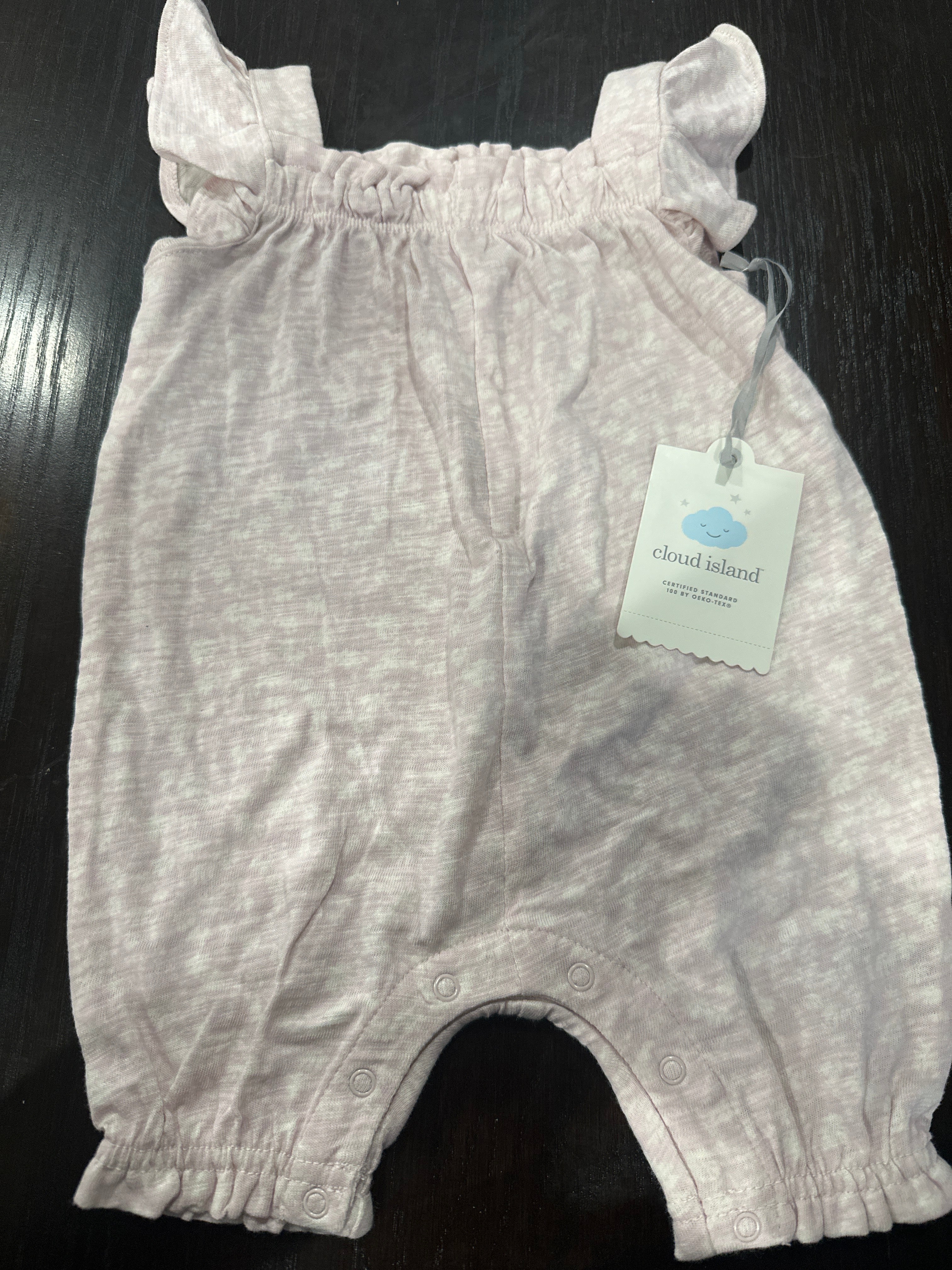 Cloud Island Baby Ruffle Romper – Lightweight Textured Cotton, Snap Closure