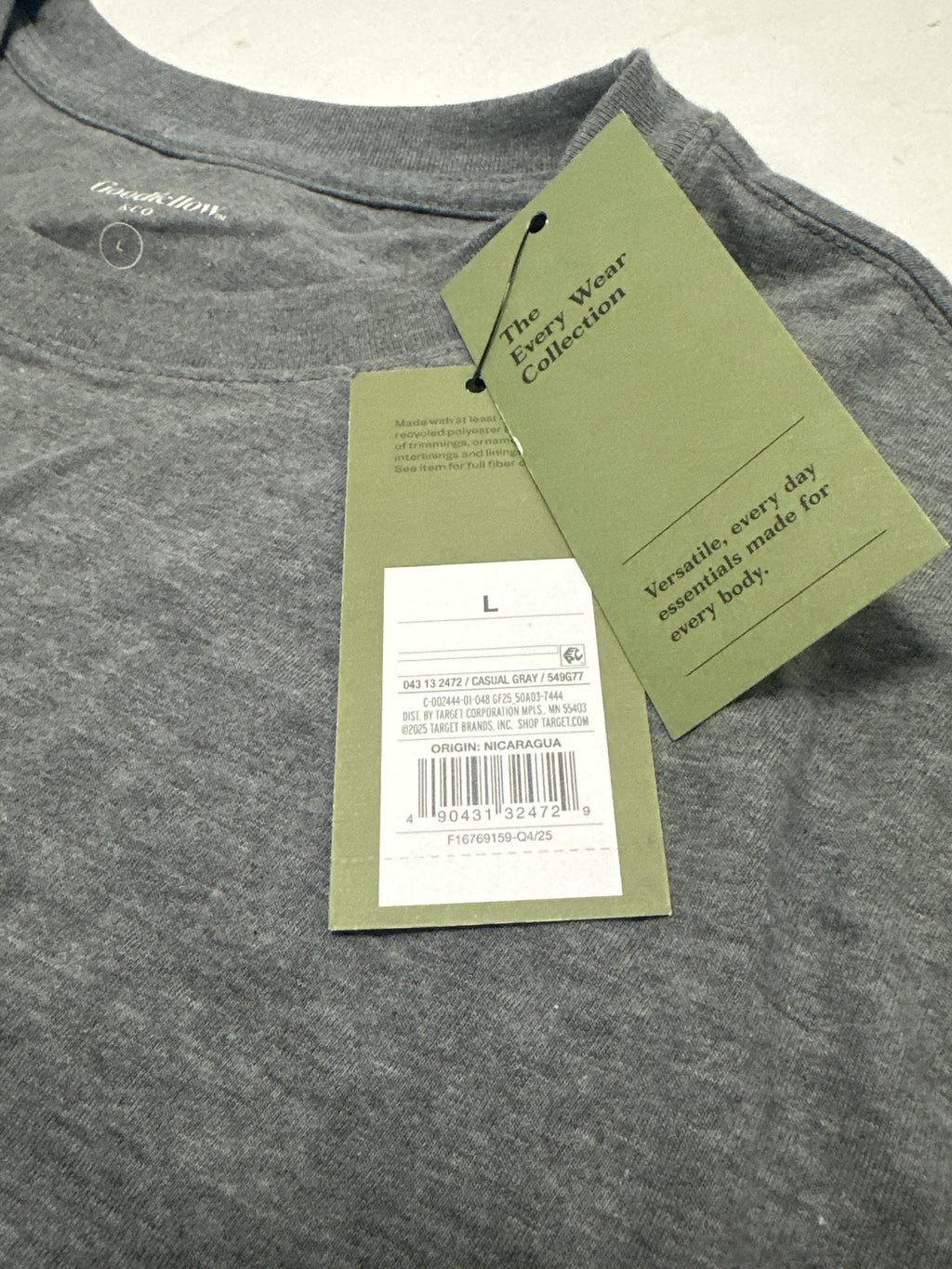 Goodfellow & Co Casual Gray Crew Neck T Shirt Size L product photo 5
