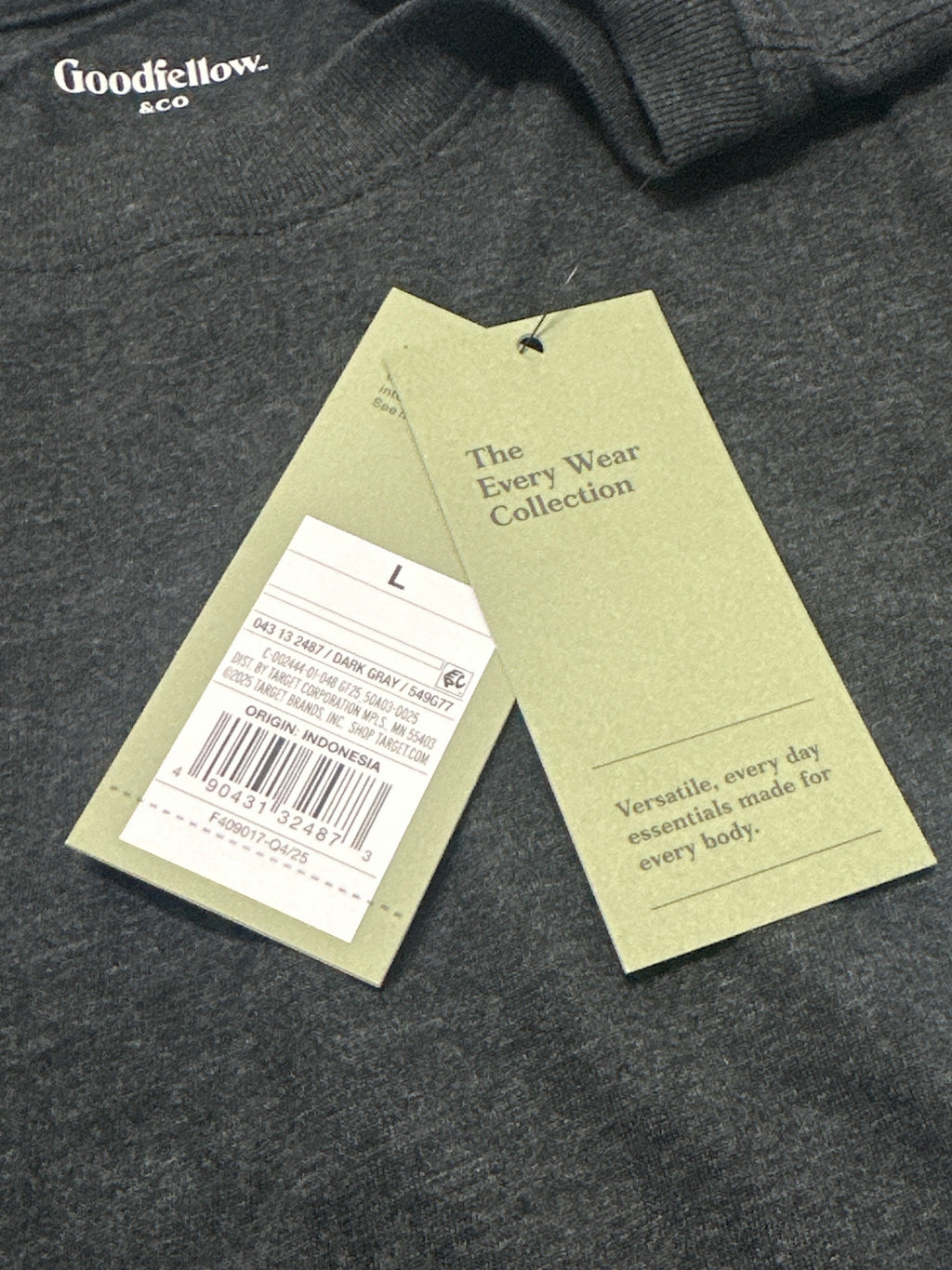 Goodfellow & Co Dark Gray Crew Neck T Shirt Size L product photo 5