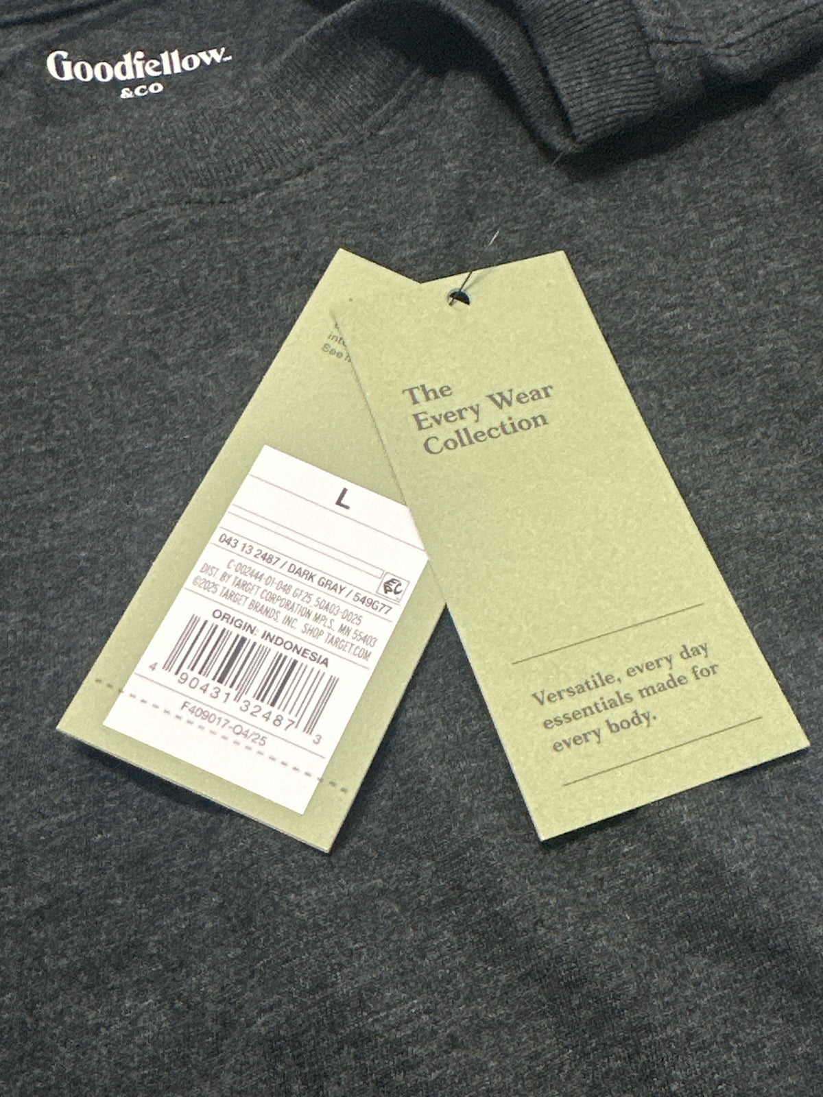 Goodfellow & Co Dark Gray Crew Neck T Shirt Size L product photo 5
