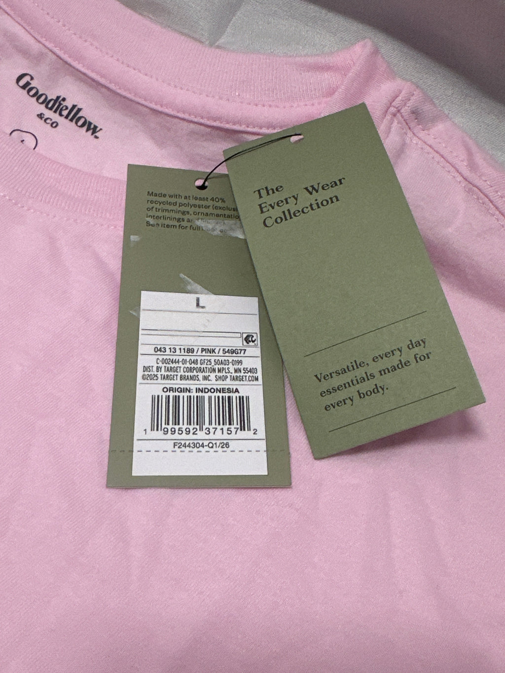 Goodfellow & Co Pink Crew Neck T Shirt Size L product photo 4