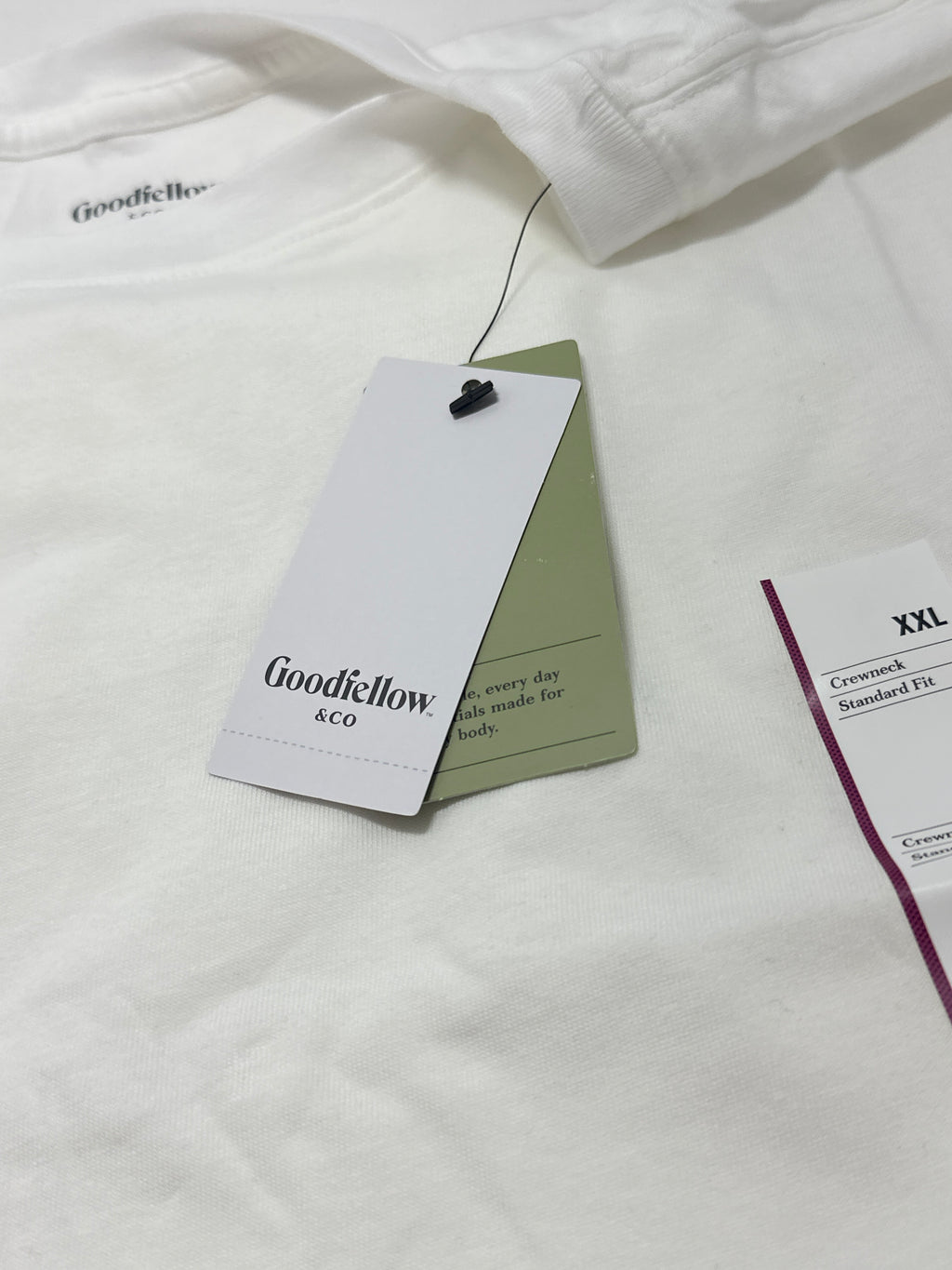 Goodfellow & Co White Crew Neck Standard Fit T Shirt Size XXL