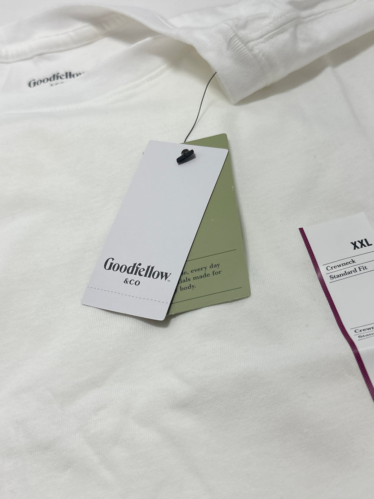 Goodfellow & Co White Crew Neck Standard Fit T Shirt Size XXL