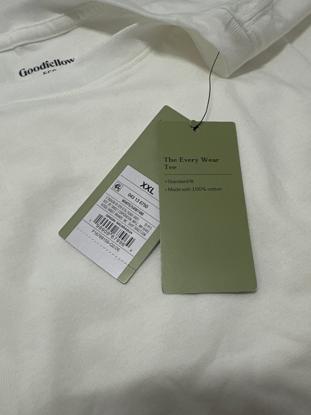 Goodfellow & Co White Crew Neck Standard Fit T Shirt Size XXL