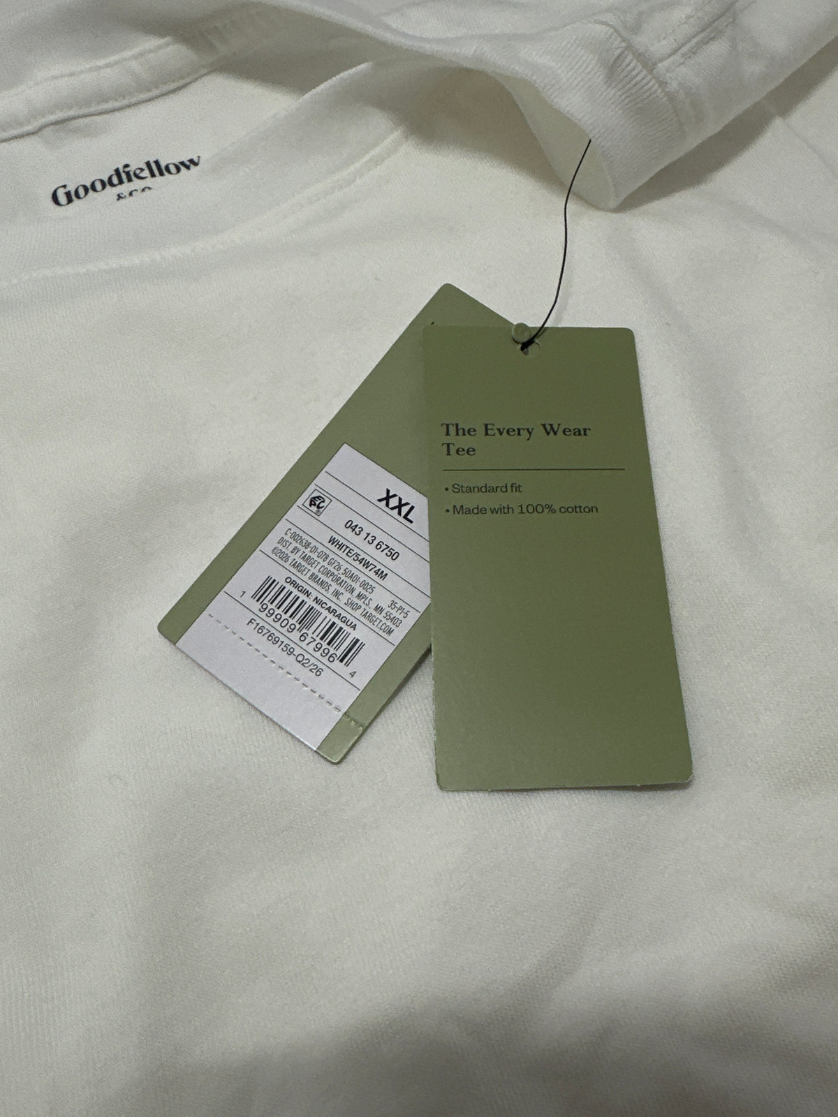 Goodfellow & Co White Crew Neck Standard Fit T Shirt Size XXL