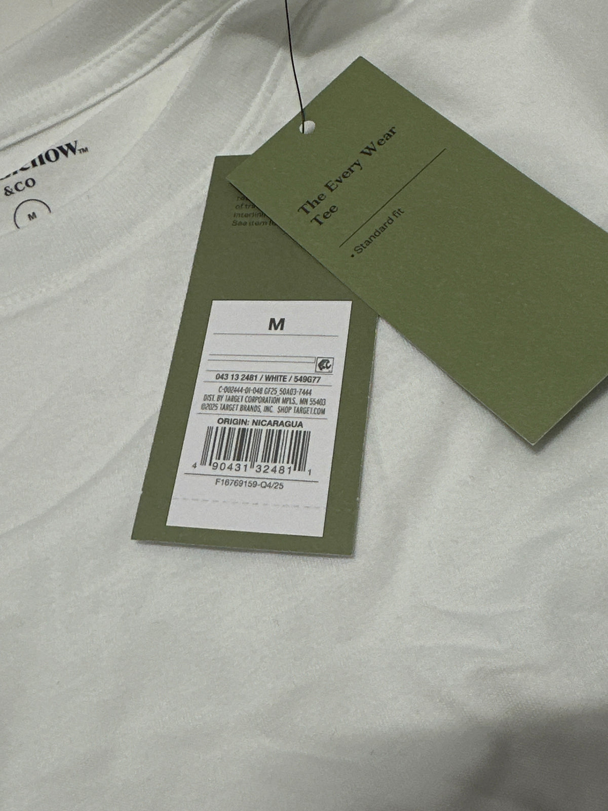 Goodfellow & Co White Crew Neck Standard Fit T Shirt Size M
