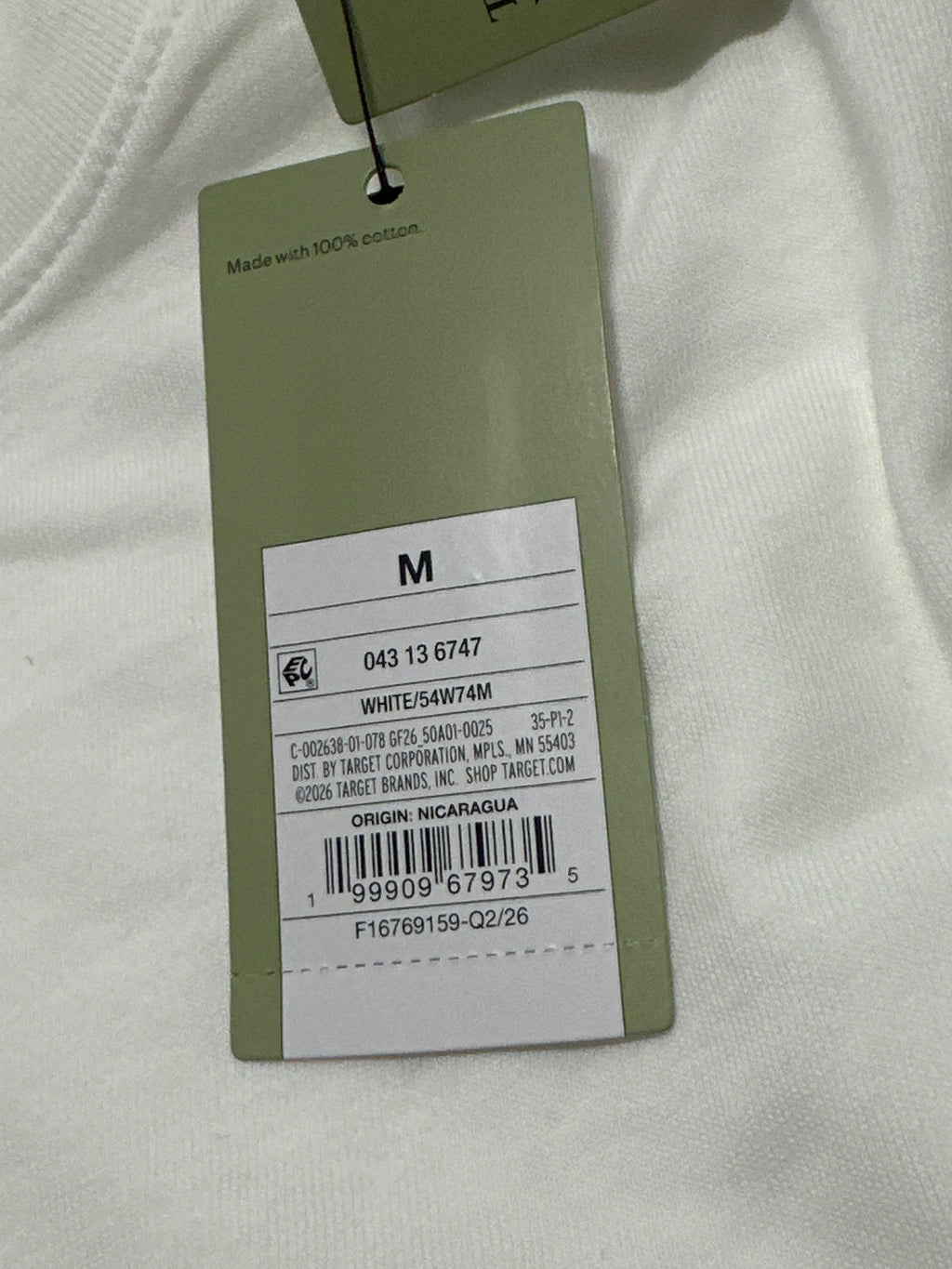 Goodfellow & Co White Crew Neck Standard Fit T Shirt Size M