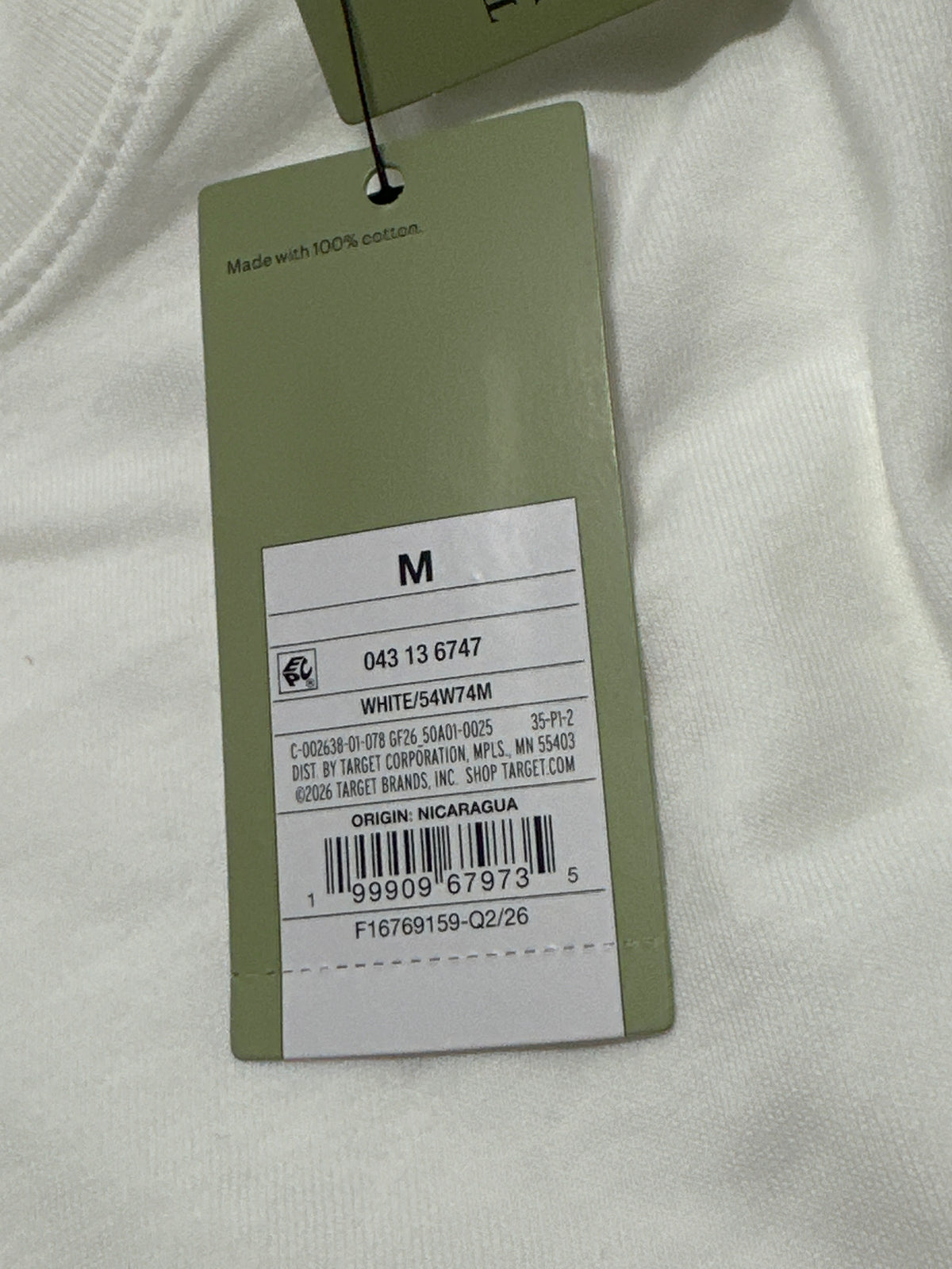 Goodfellow & Co White Crew Neck Standard Fit T Shirt Size M