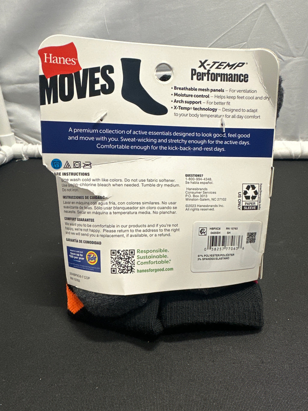 Hanes Moves boys' X-Temp Performance crew socks 6-pack