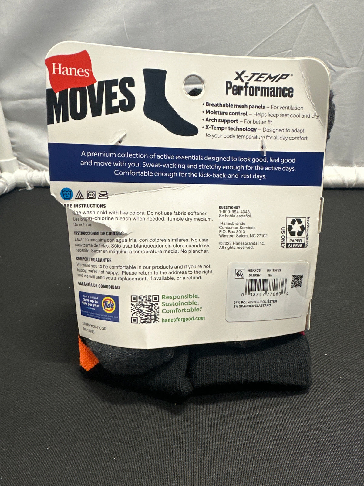 Hanes Moves boys' X-Temp Performance crew socks 6-pack
