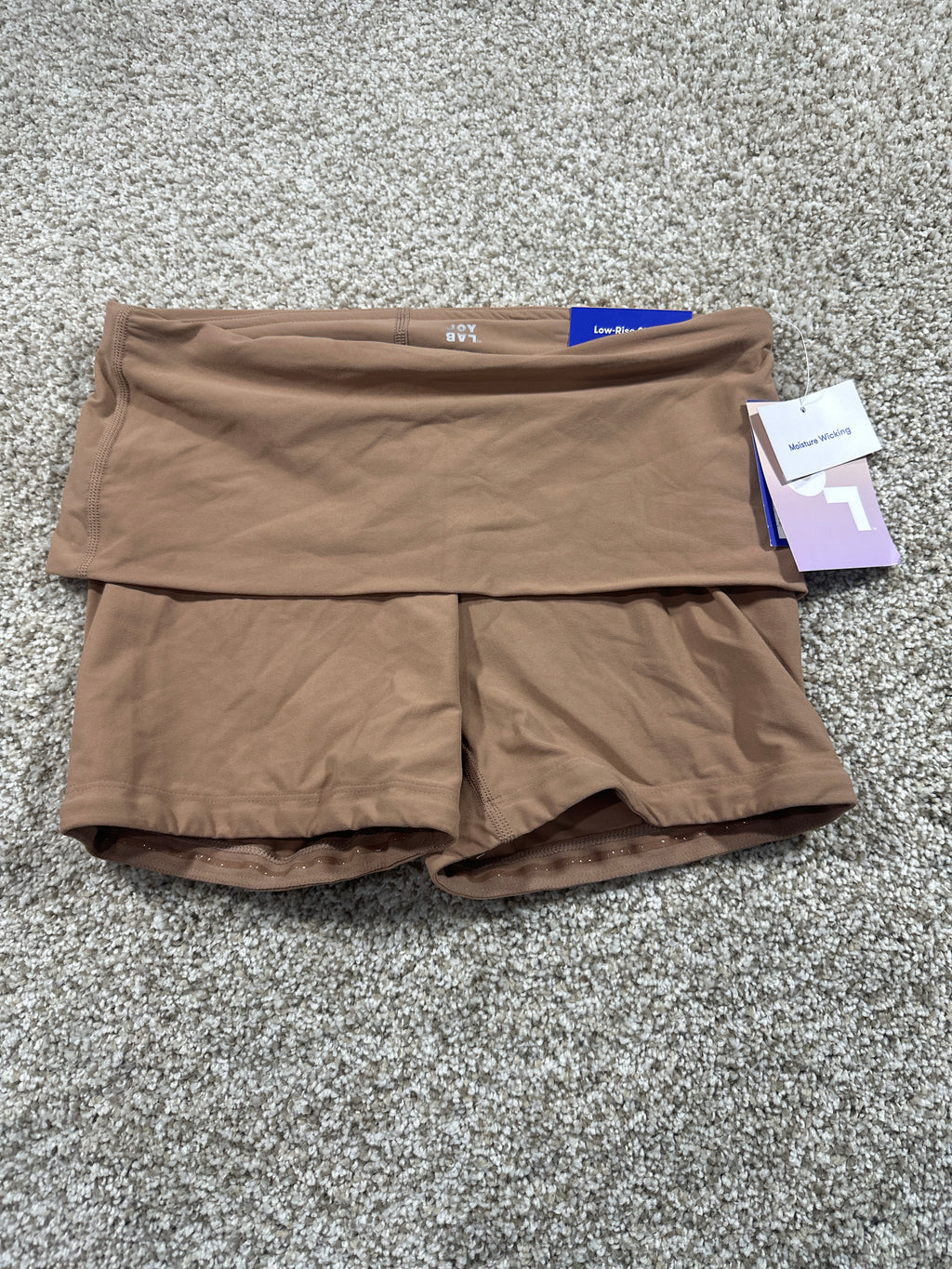 JoyLab Women's Light Brown Foldover Waistband Bike Shorts S - photo 1