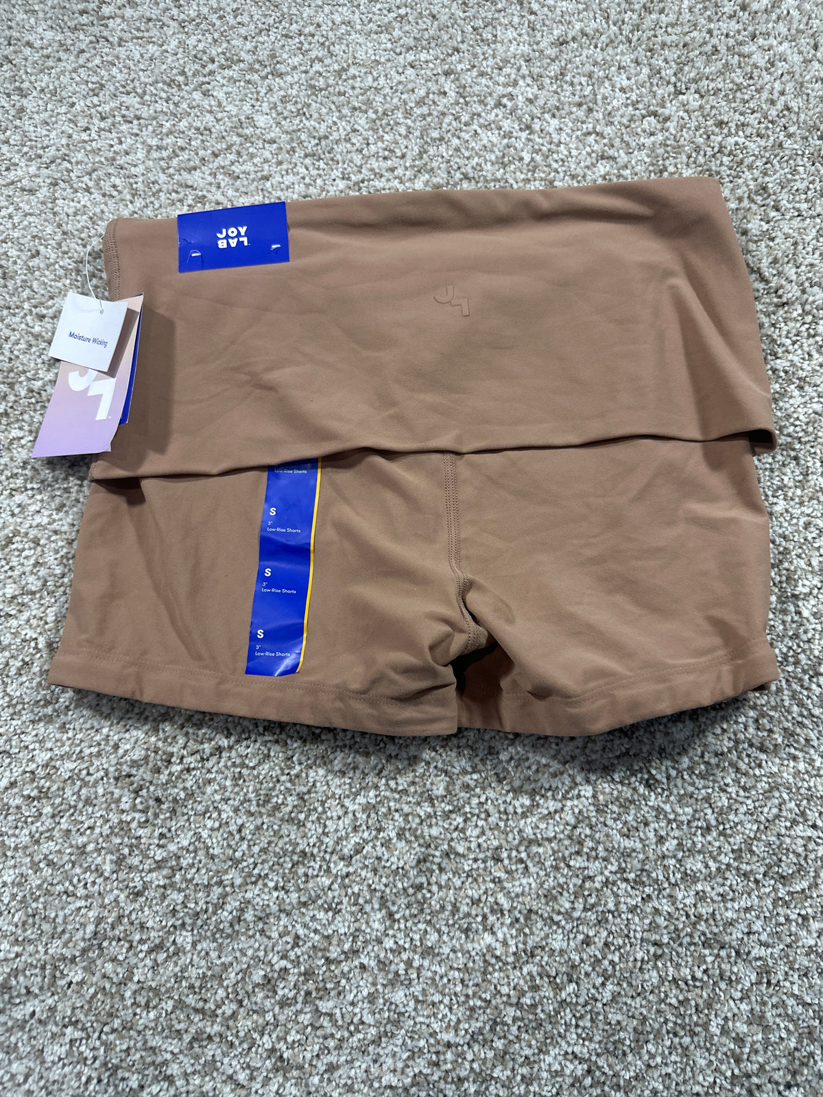 JoyLab Women's Light Brown Foldover Waistband Bike Shorts S - photo 3