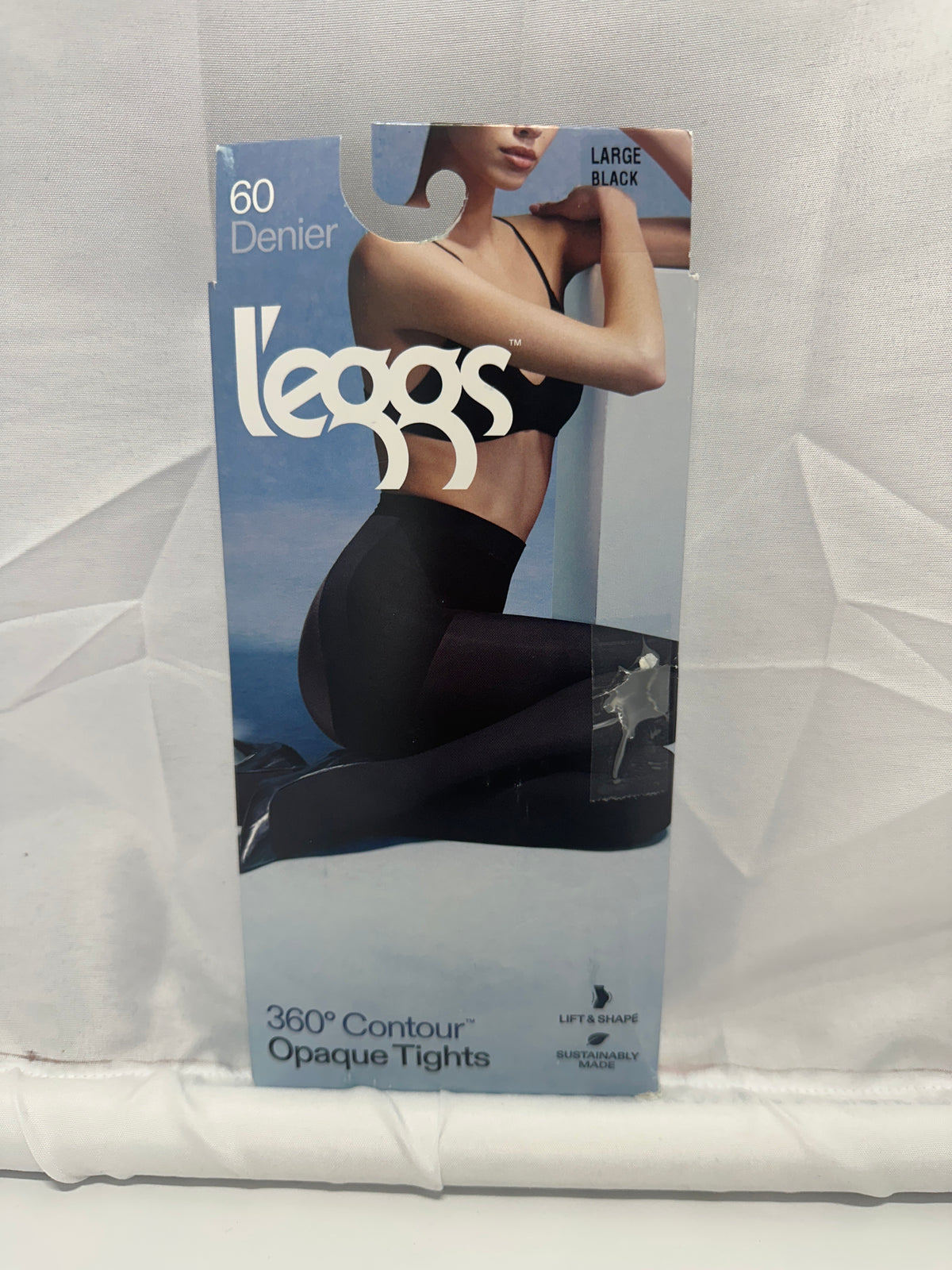 L'eggs Women's 360 Contour Opaque Tights Black Large - front