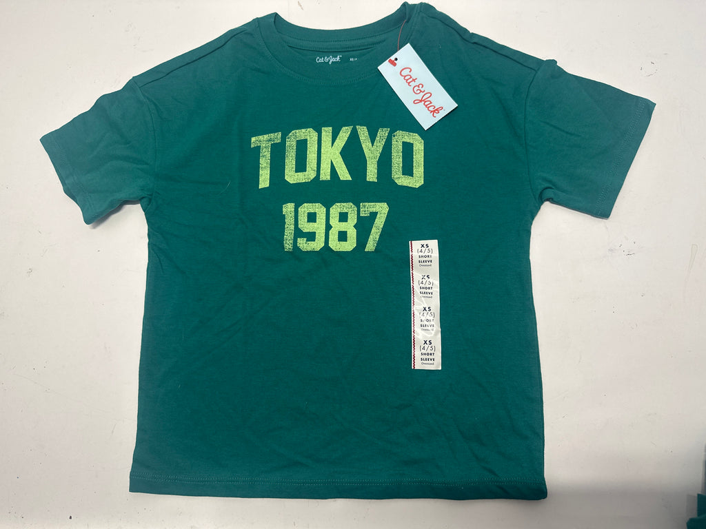 Cat & Jack Tokyo Graphic T Shirt Deep Green Size XS product photo 1