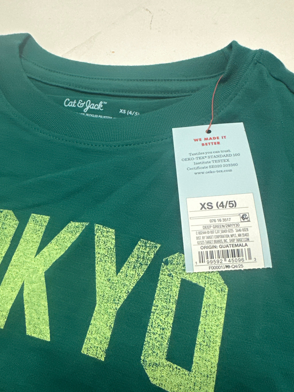 Cat & Jack Tokyo Graphic T Shirt Deep Green Size XS product photo 5