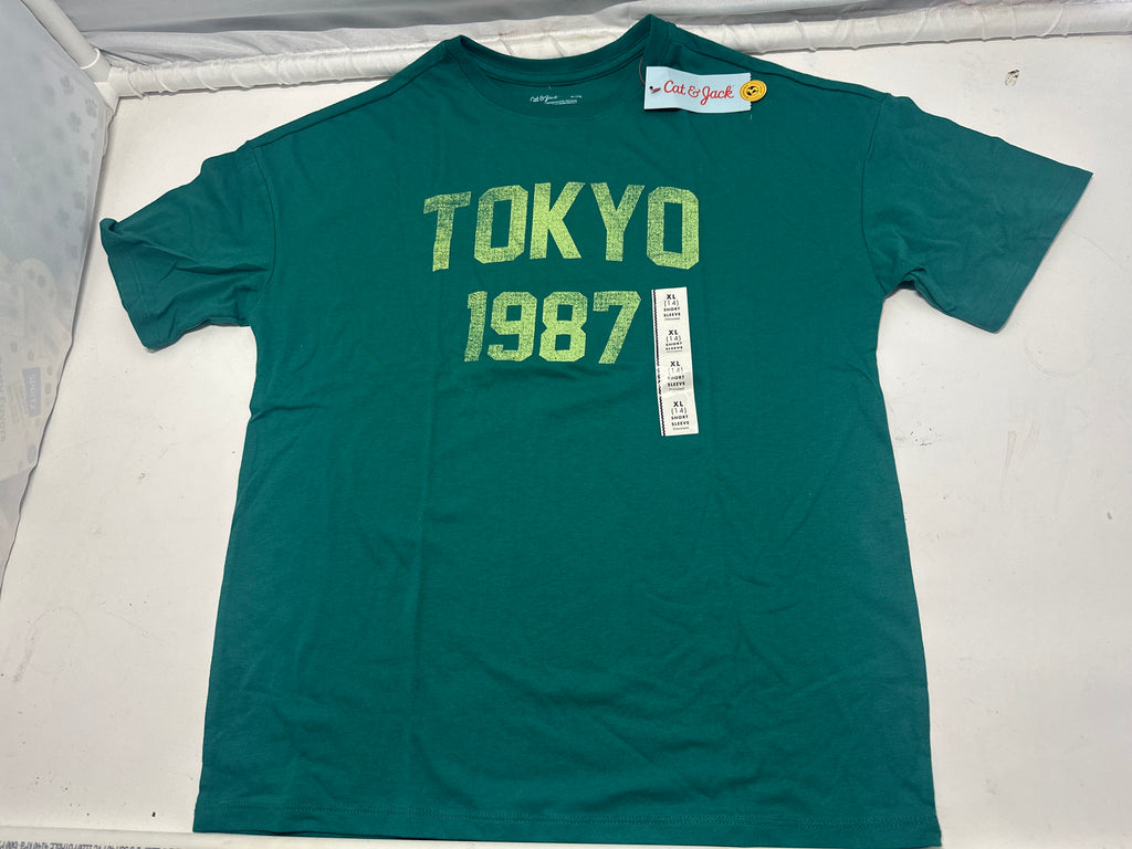 Cat & Jack Tokyo Graphic T Shirt Deep Green Size XL product photo 1