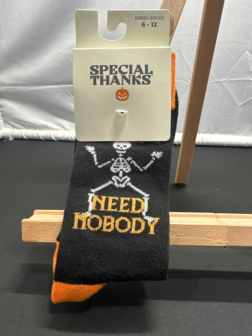 Special Thanks I Don't Need Nobody Halloween adult dress socks size 6-12