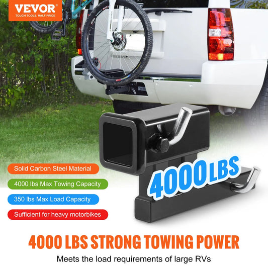VEVOR Hitch Adapter, 1-14 to 2 Receiver Hitch Extender Extension, Trailer Hitch Riser with 4 RiseDrop, 6-12 Extension Length, 4000 lbs Towing Capacity, Hitch Pins, Bolt and Nut Included, Black